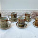6 tasses et sous tasses en Grès émaillé vintage