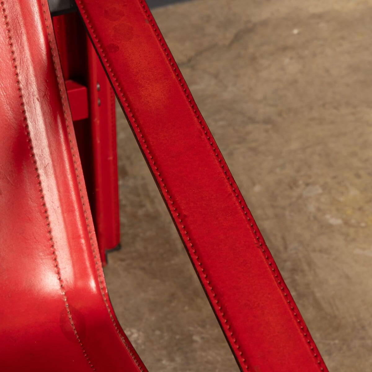 20thC Italian Red Leather Chair By Toussaint & Angeloni For Matteo Grassi
