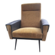 Vintage 70s armchair in mustard and black faux leather.