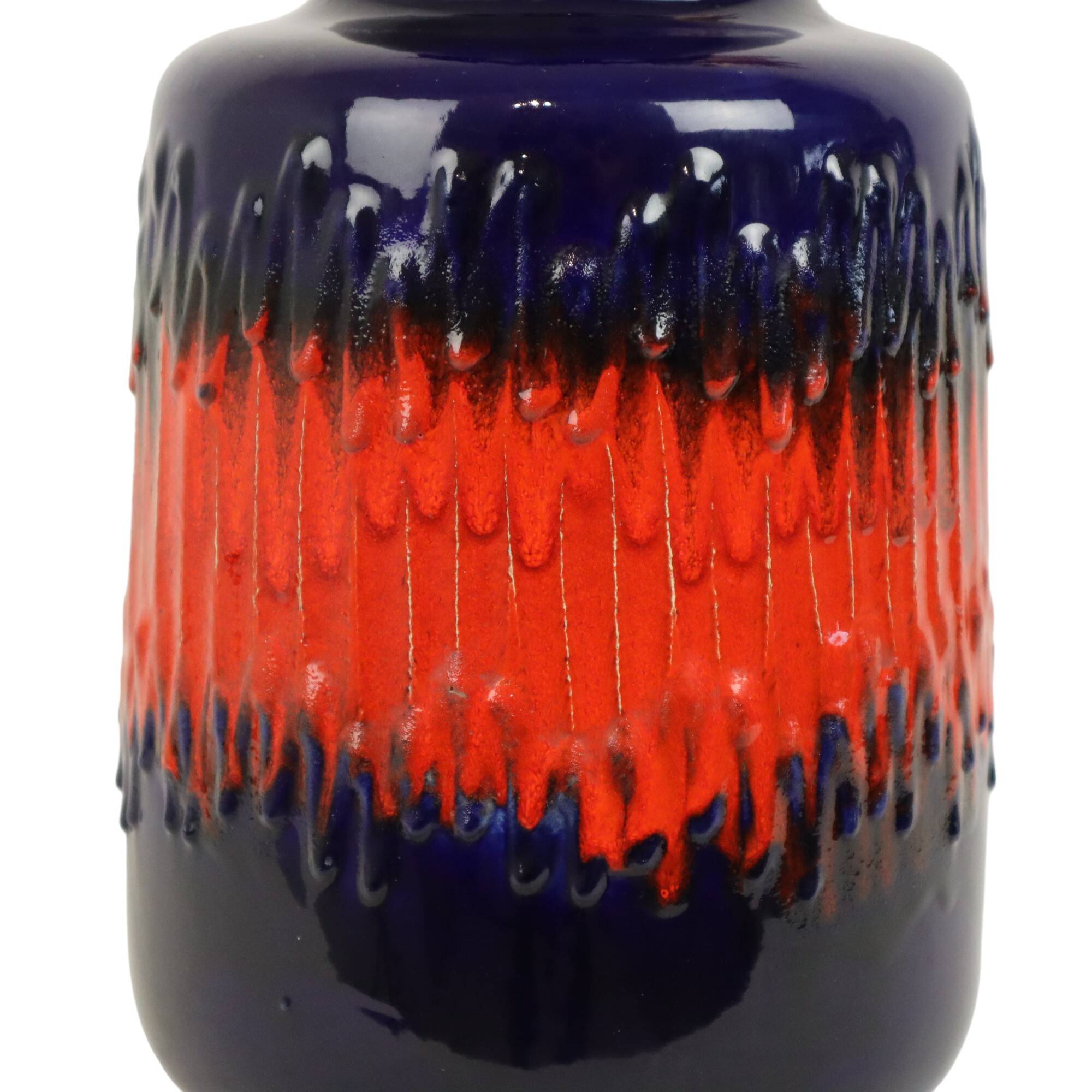 Vintage West Germany Pottery Scheurich Blue Orange Fat Lava 408-40