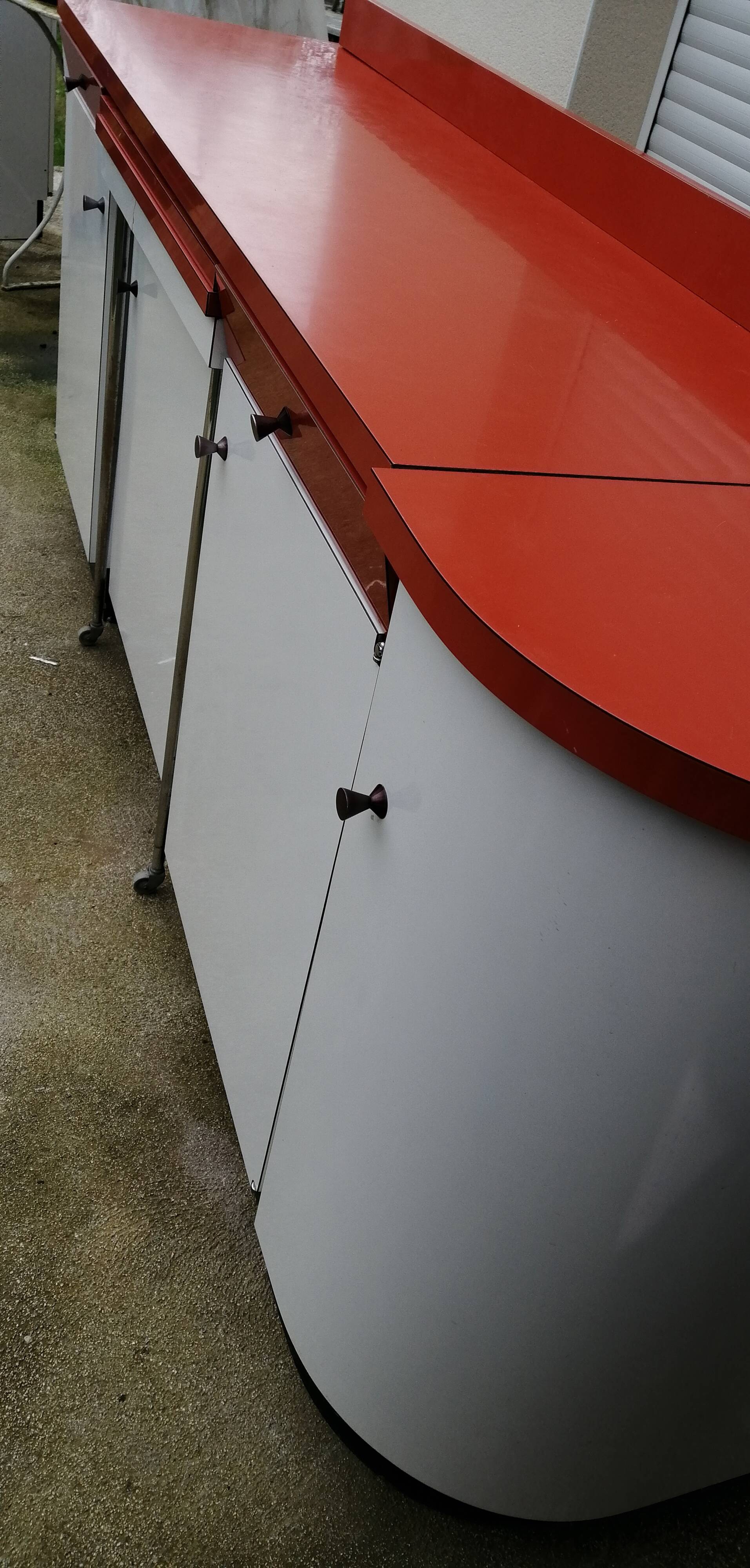 Formica sideboard with its 70' retractable table