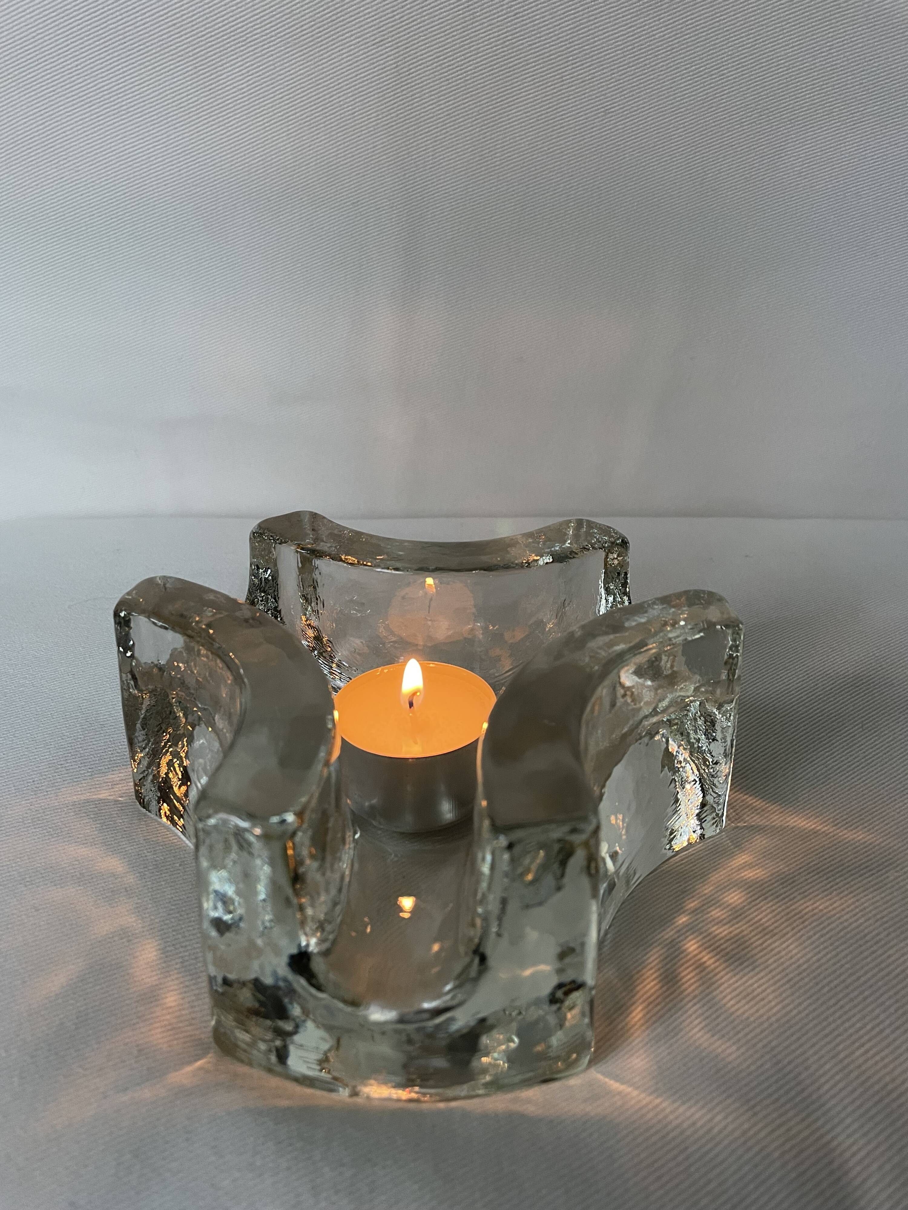 Bougeoir en verre lourd, chauffe-thé ou assiette