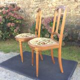 Snowshoe chairs (duo) upholstered louis XVI style of period 1920 in walnut.