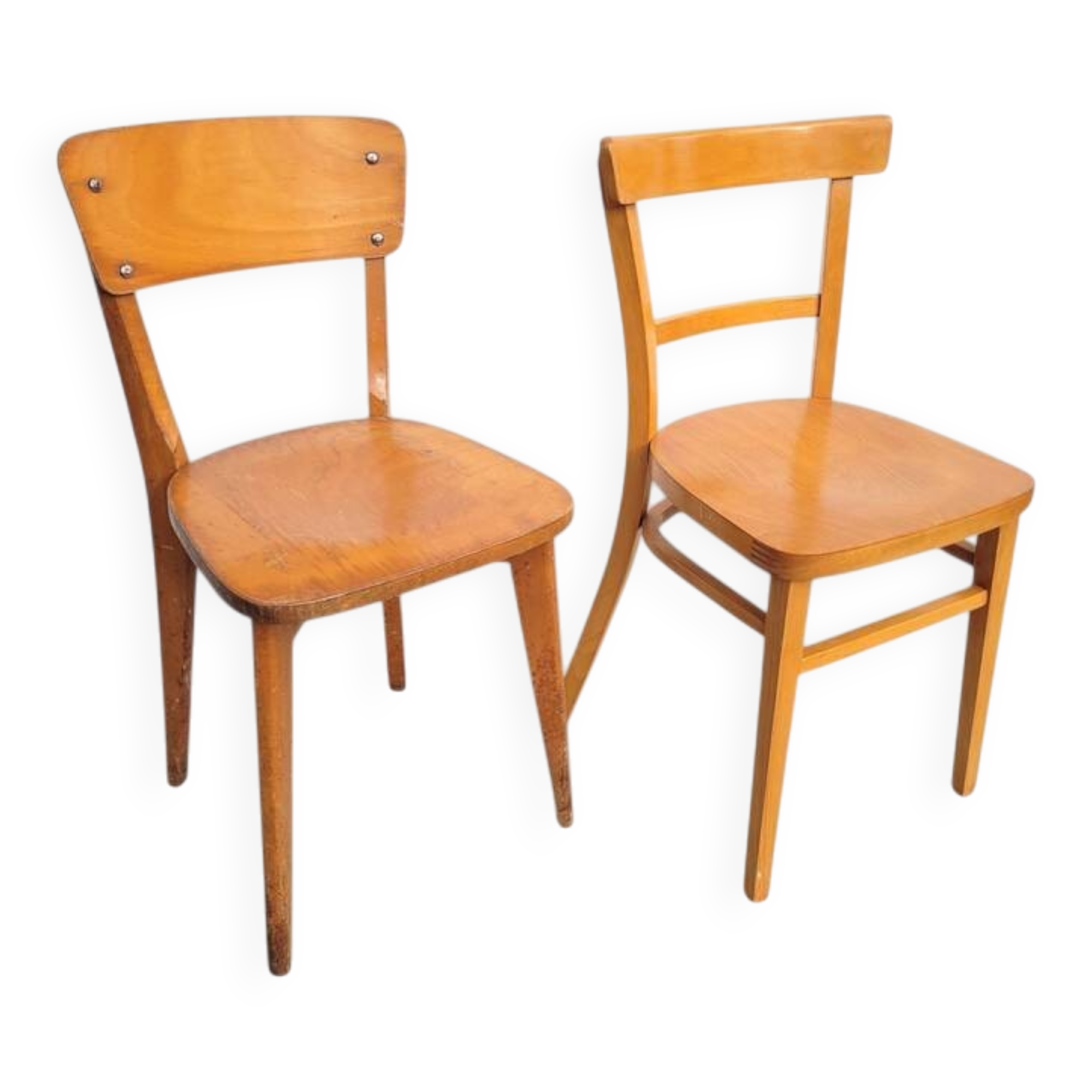 Pair of bistro chairs, one Thonet.
