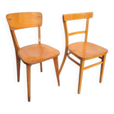 Pair of bistro chairs, one Thonet.