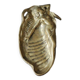 Art Nouveau Empty Pocket/Nude of a Woman/Mermaid on Shell. In gilded patinated bronze. Dim 20 x 10 cm