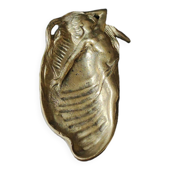 Art Nouveau Empty Pocket/Nude of a Woman/Mermaid on Shell. In gilded patinated bronze. Dim 20 x 10 cm