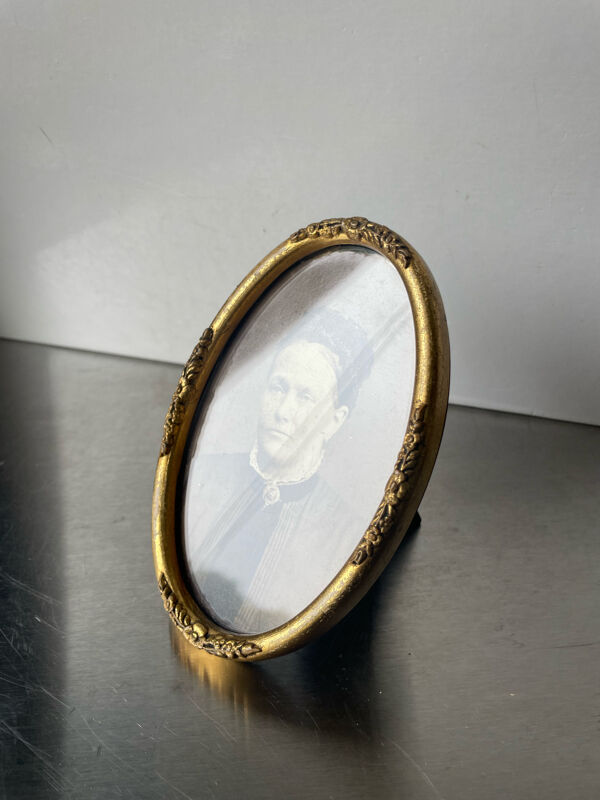 Cadre ovale antique bois doré 15 cm x 10 cm
