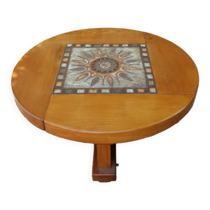Table basse en orme et céramique