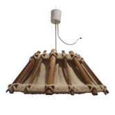 Lustre suspension scandinave bois brut et lin