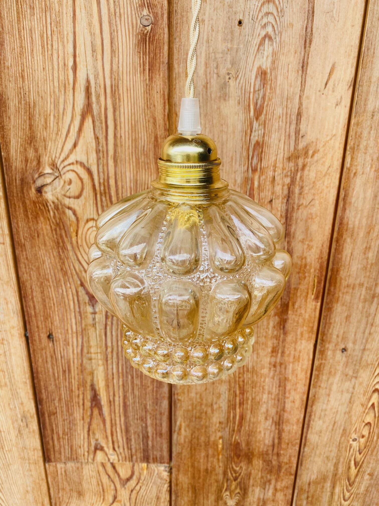 Vintage moulded glass pendant light