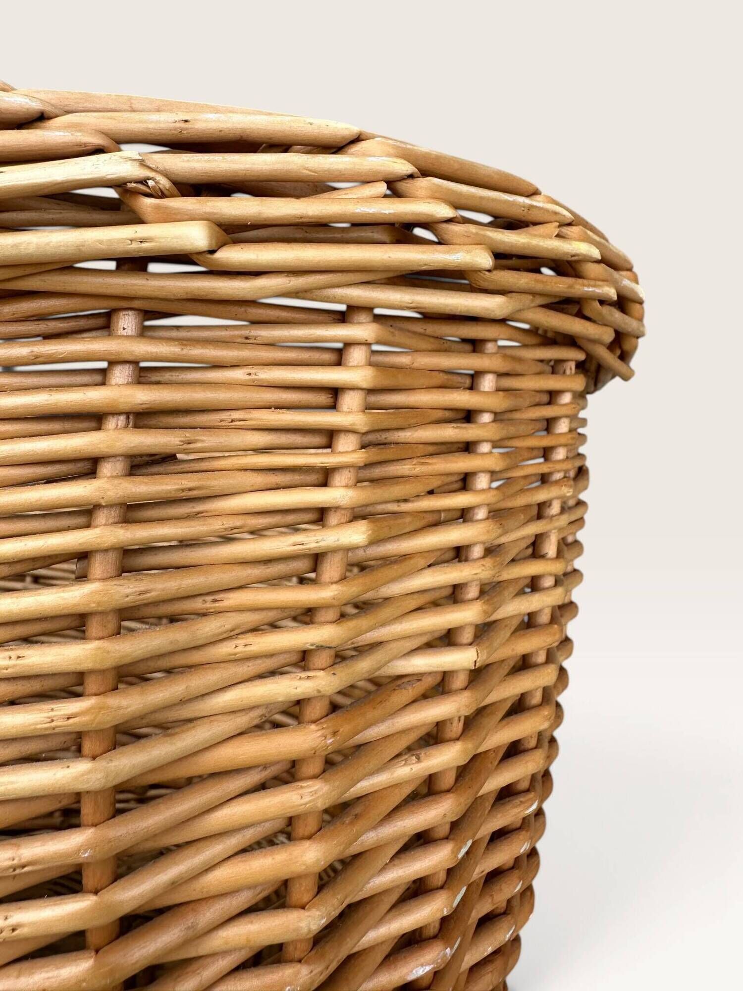 Woven blonde wicker basket
