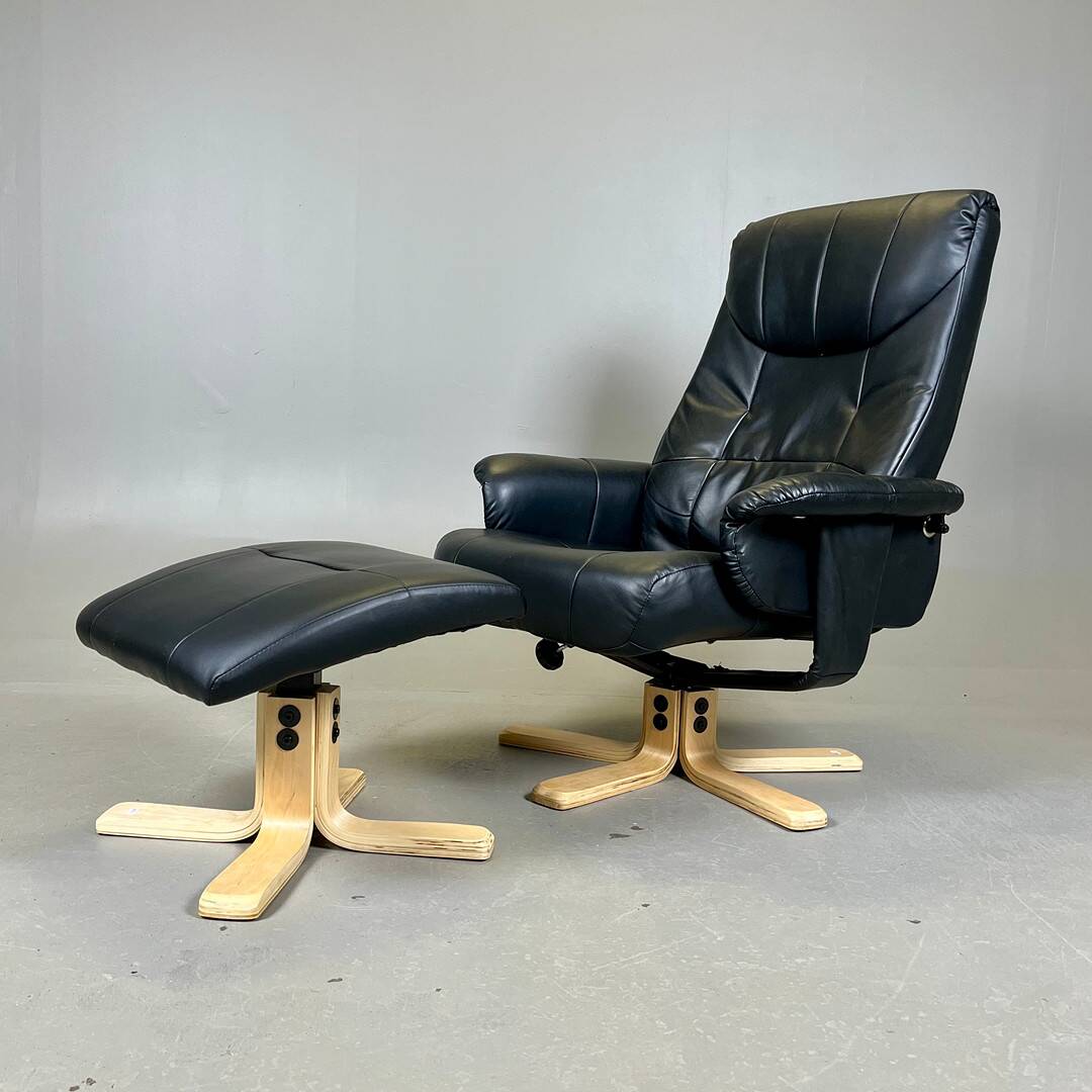 Swivel Reclining Armchair with Matching Footstool — Adjustable Comfort