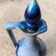 Vintage cobalt blue glazed ceramic carafe / jug – lid
