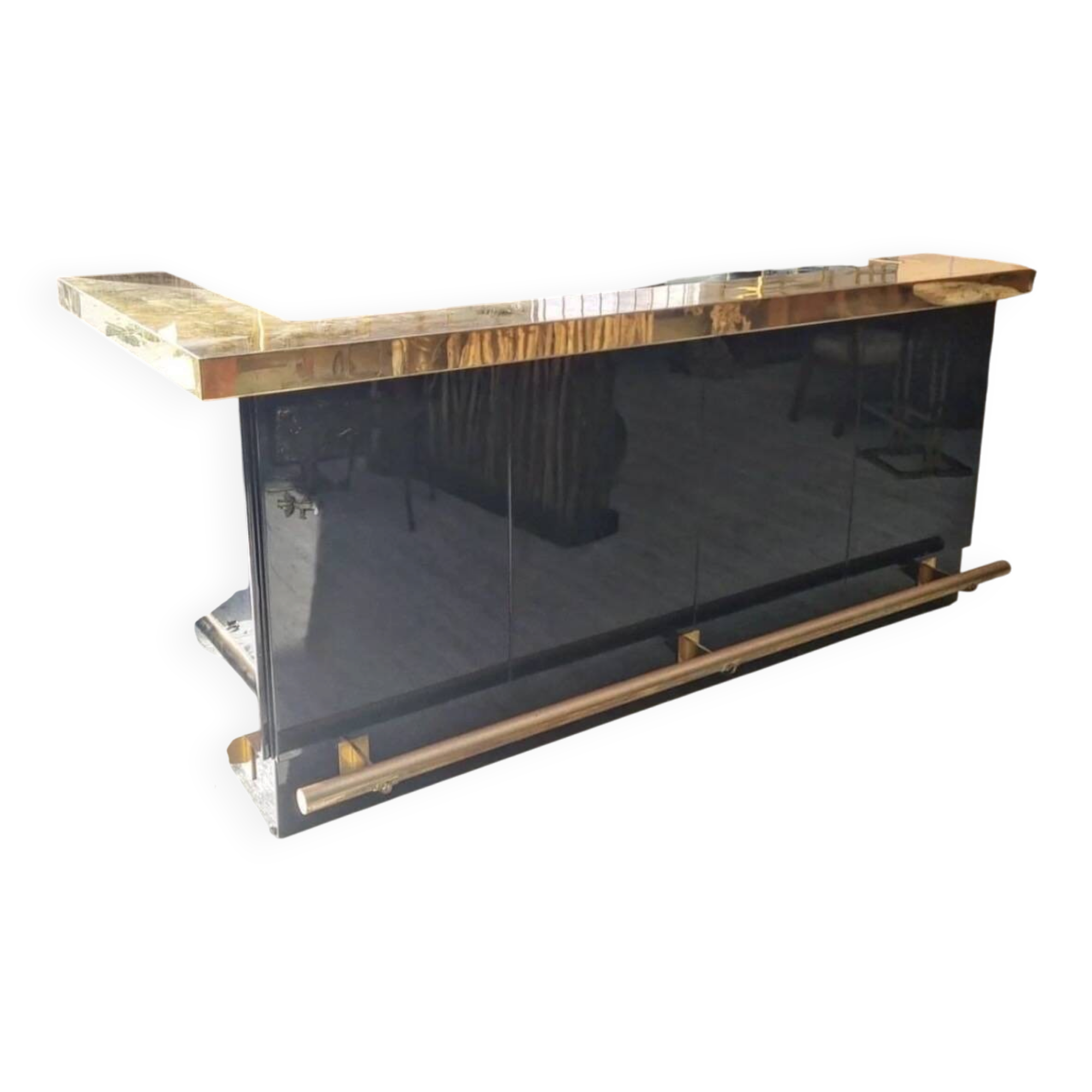 Maison Jansen counter in brass and blue lacquer