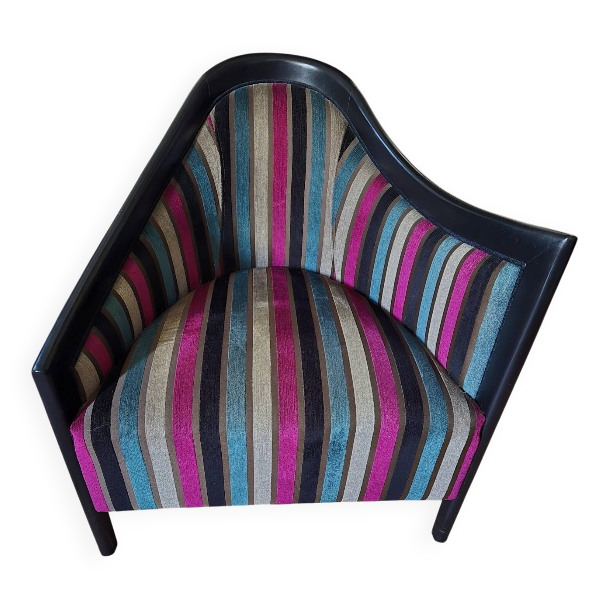 Fauteuil Cabriolet Roche Bobois « Profil » — Velours à Rayures Multico