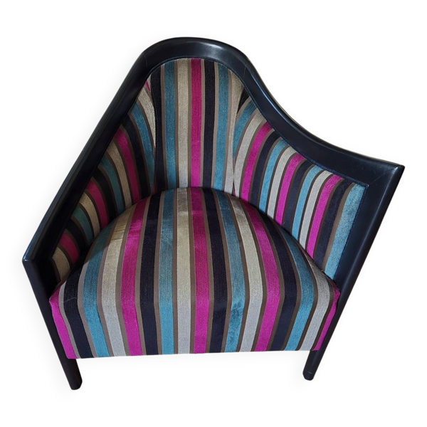 Fauteuil Cabriolet Roche Bobois « Profil » — Velours à Rayures Multico