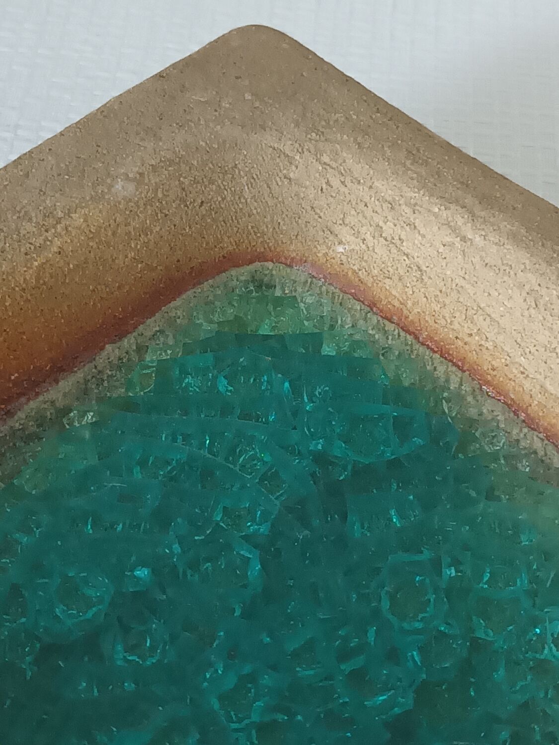 Empty handmade pocket sandstone and turquoise resin