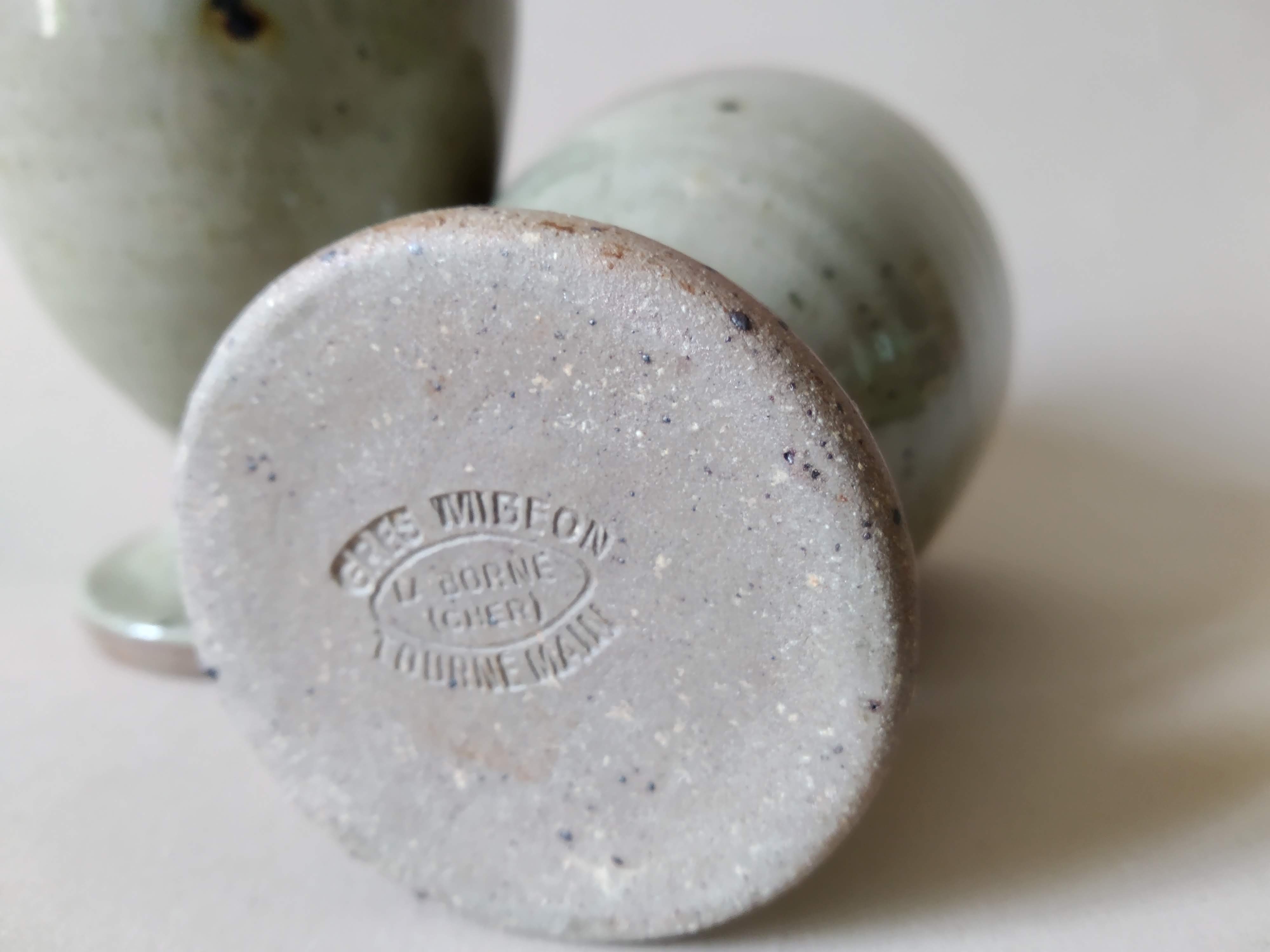 2 cups or mazagrans sandstone Jacques Migeon La Borne 60s