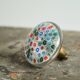 Millefiori glass door knob from Murano and patinated brass, 1960s.