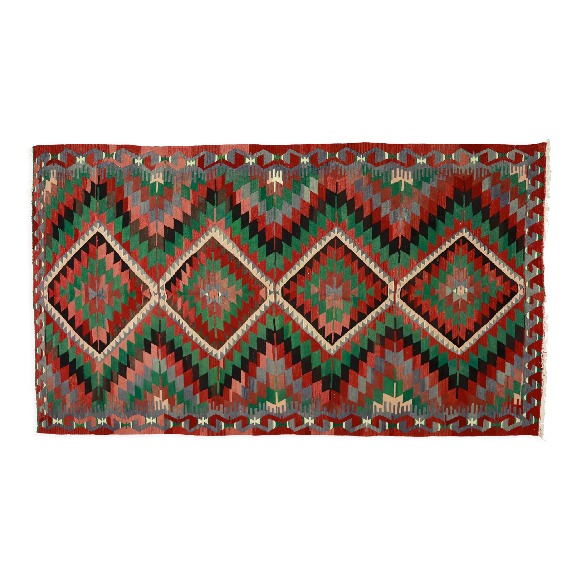 Anatolian handmade kilim rug 330 cm x 192 cm