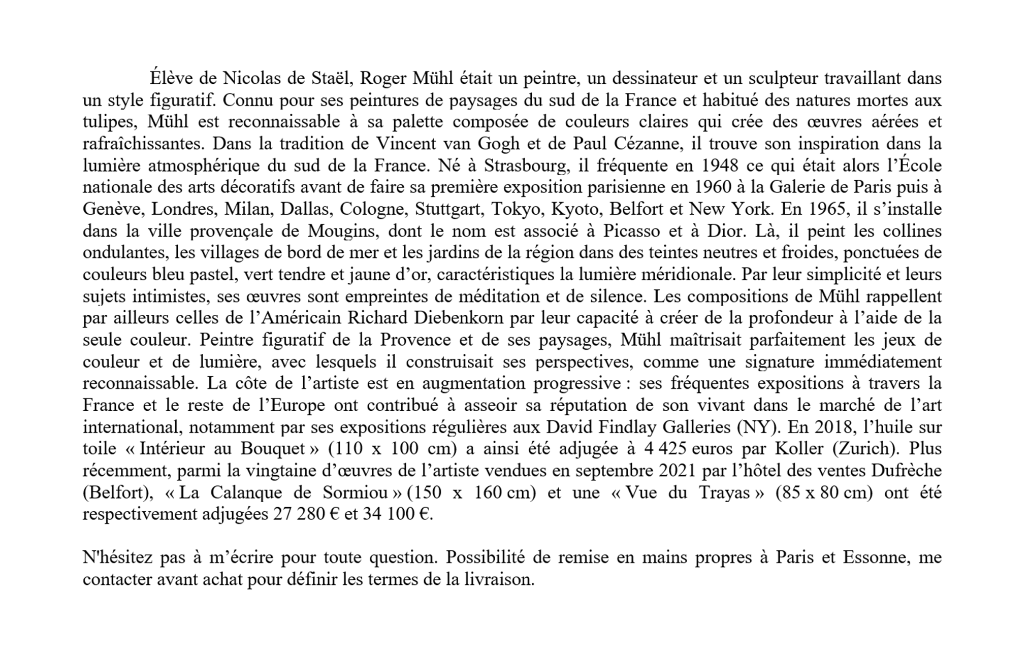 Bouquet of tulips, lithograph signed by Roger Mühl, printed by Mourlot, c. 1980-1990