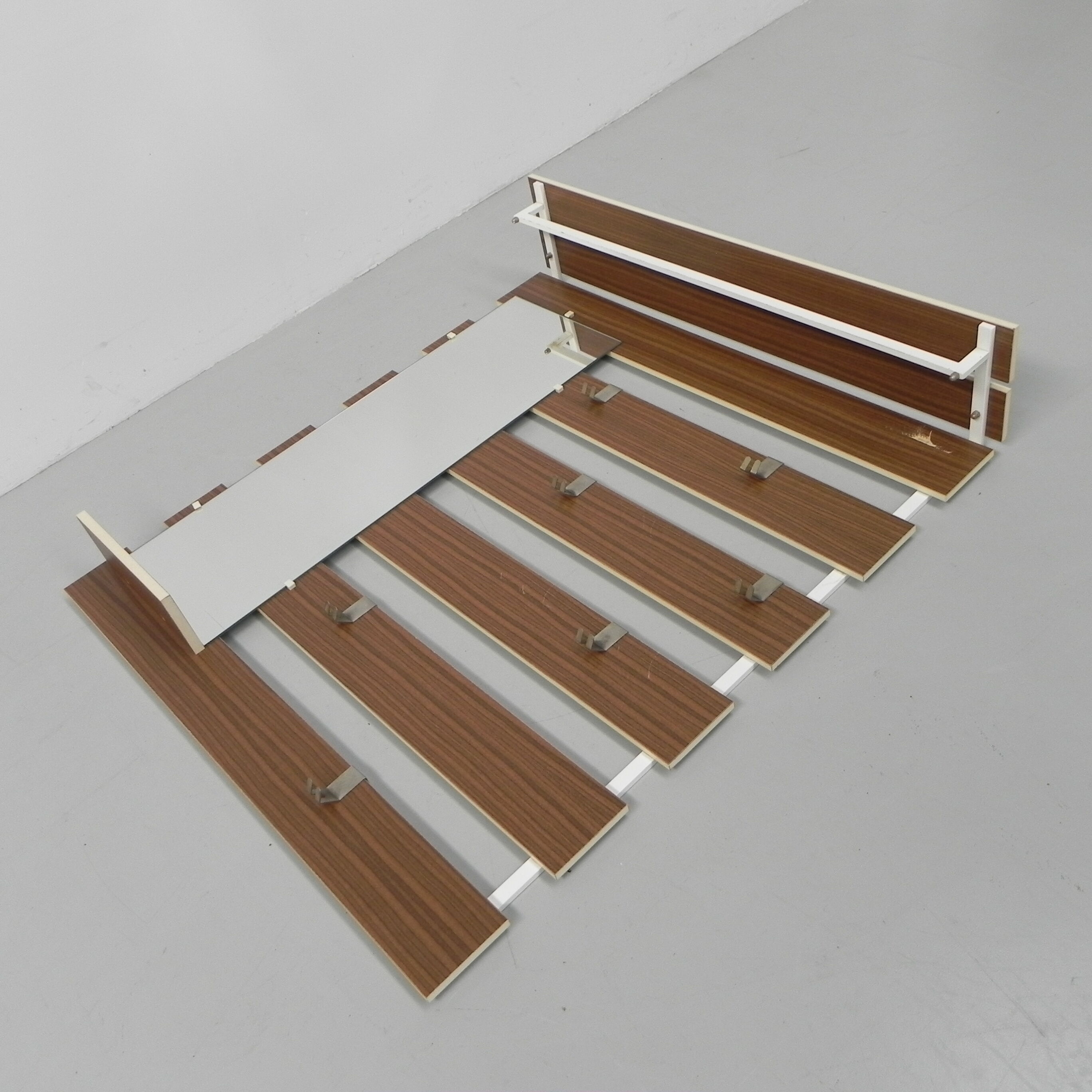 Vintage wall coat rack with 8 hooks and mirror