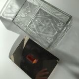 Art Deco box molded glass lid metal mirror