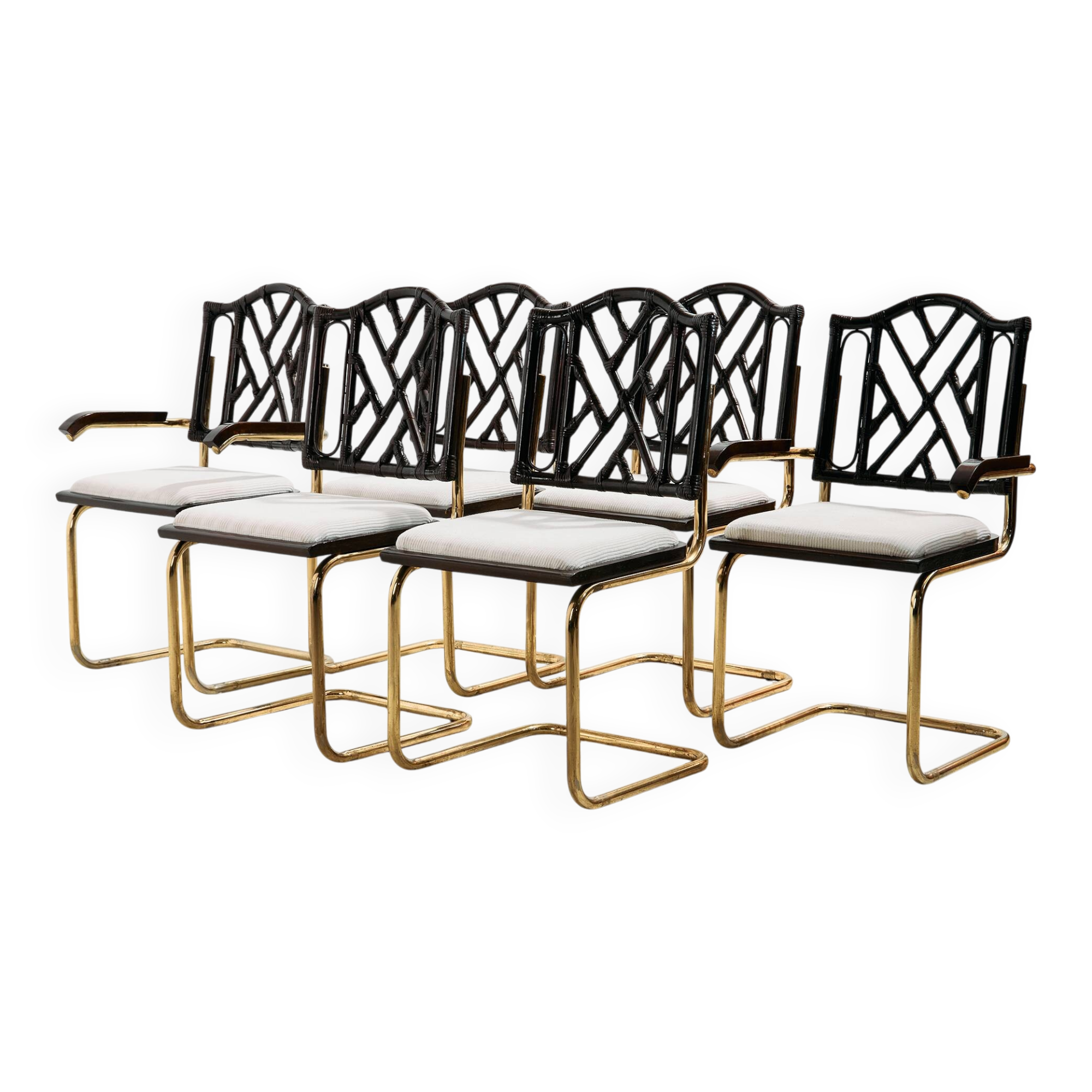 Metal and bamboo chair, set of 6