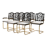 Metal and bamboo chair, set of 6