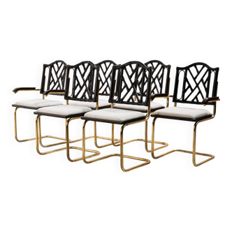 Metal and bamboo chair, set of 6
