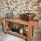 Rustic old workbench, carpenter's bench, console, washbasin unit, around 1900.