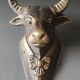 Bronze patinated metal bull wall hook
