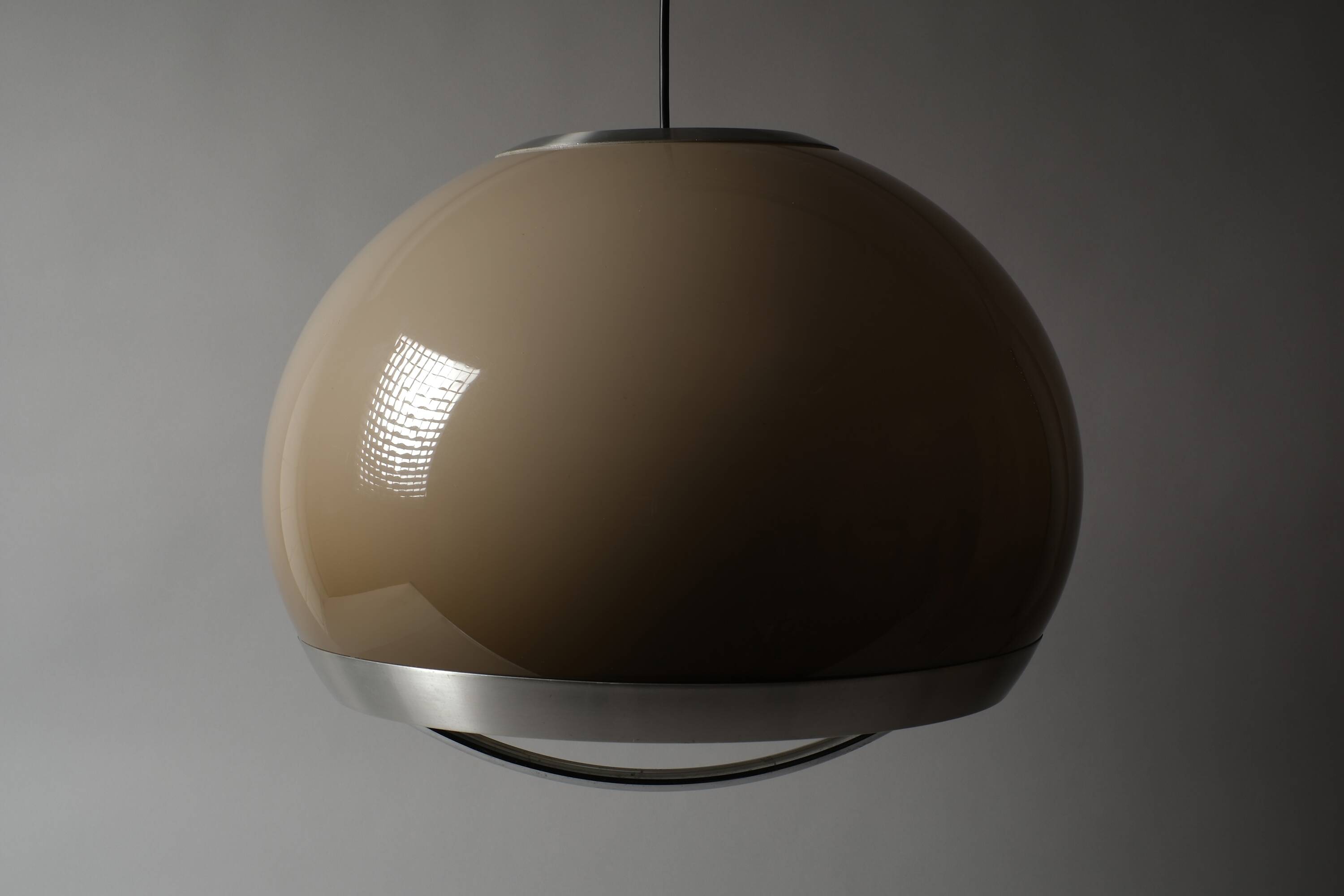Dijkstra Lampen Mocha-Brown Acrylic Dome Pendant Lamp, 1970s Space Age.