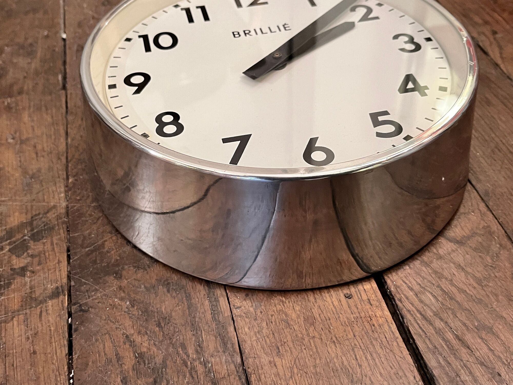 Industrial clock functional brillie alu polished 24 cm station pendulum 1960 ato lepaute