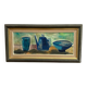 Large Original Swedish Oil on Panel – “Kettle Bowl and Glass” by Louis Zelig – Signed – Vintage & Framed – 40 × 80 cm (15.7" × 31.5")