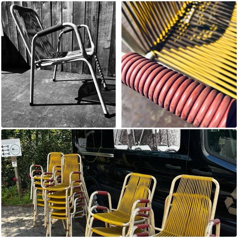 Vintage outdoor chair in webbing, 1960s-70s.