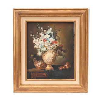 Huile sur panneau Bouquet de fleurs