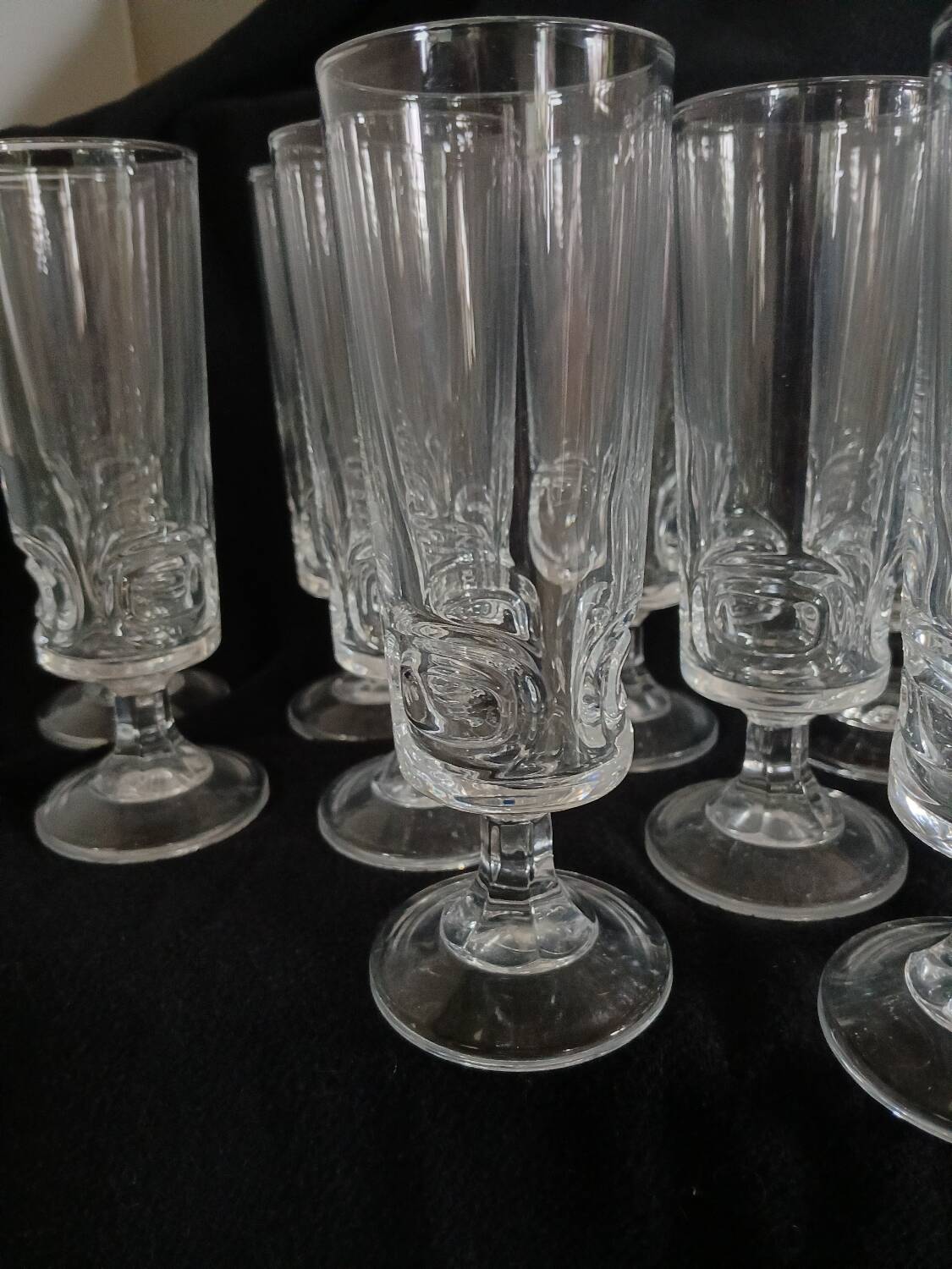 12 antique crystal champagne flutes