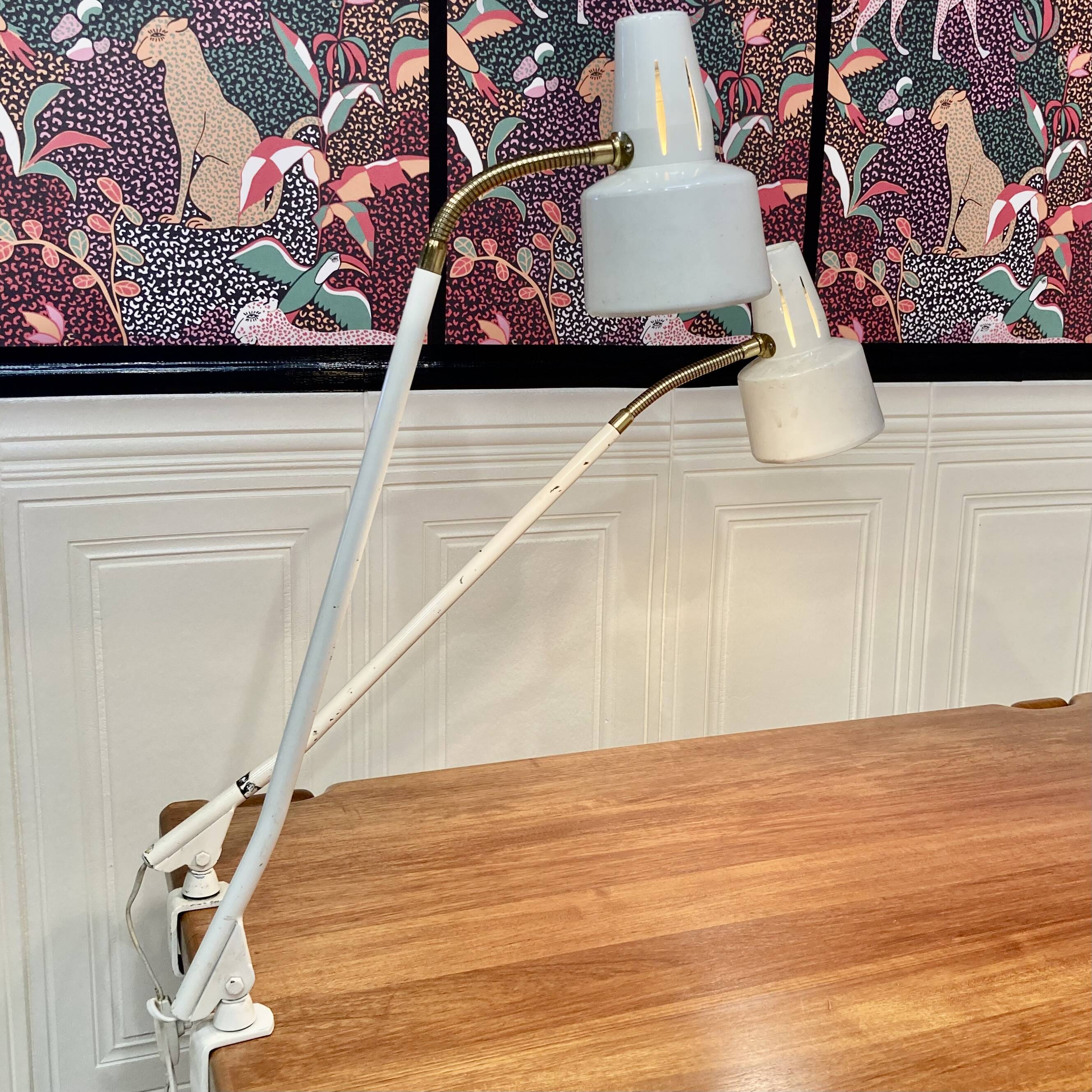 Pair of large industrial lamps 1950.
