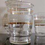 Set of 5 glasses and small pichet in granite gilded border
