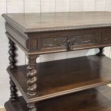 Henry II late 19th century oak serving trolley - top opens into a dresser