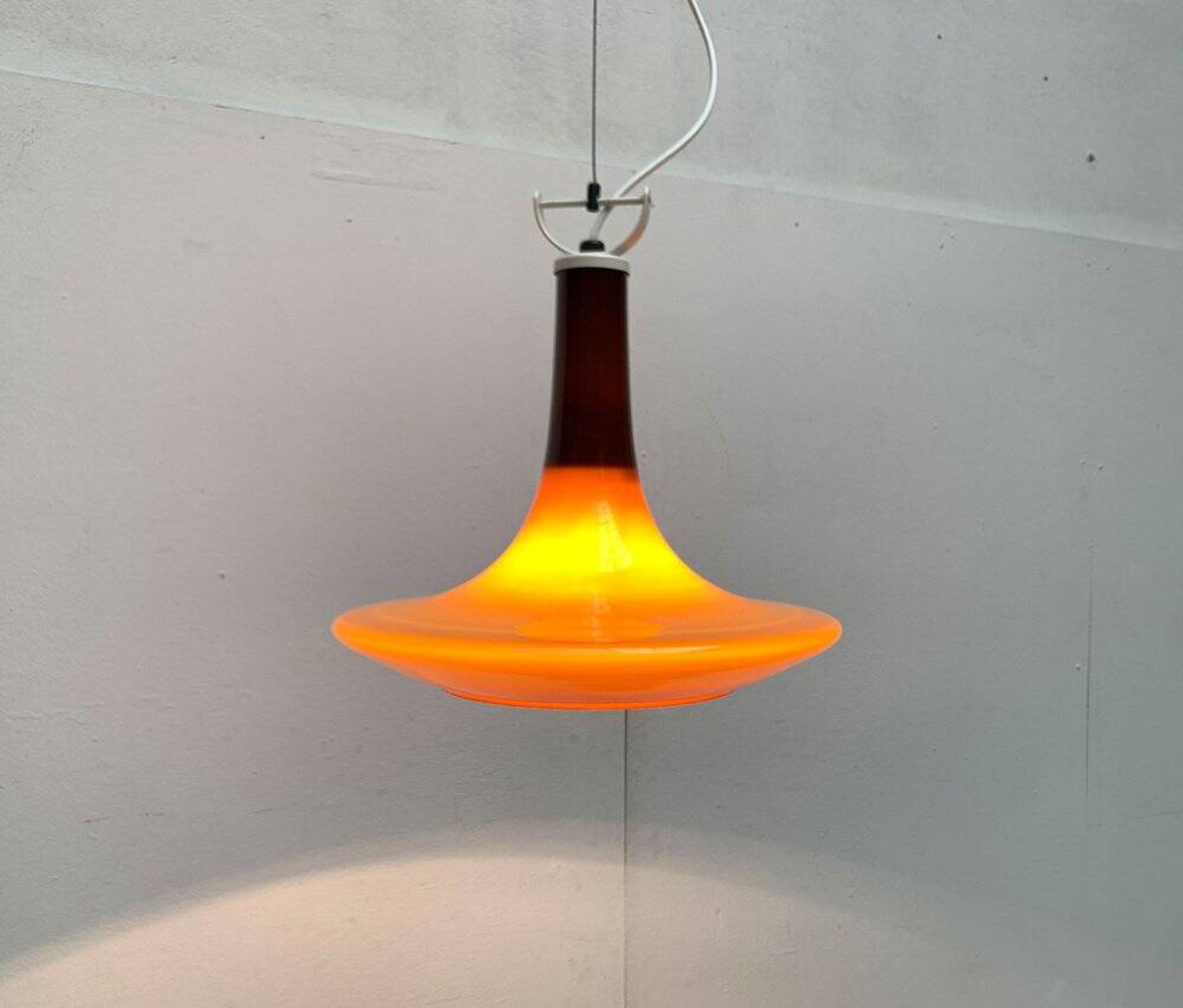 Mid-century glass tulip pendant by Peill & Putzler, 1960s.