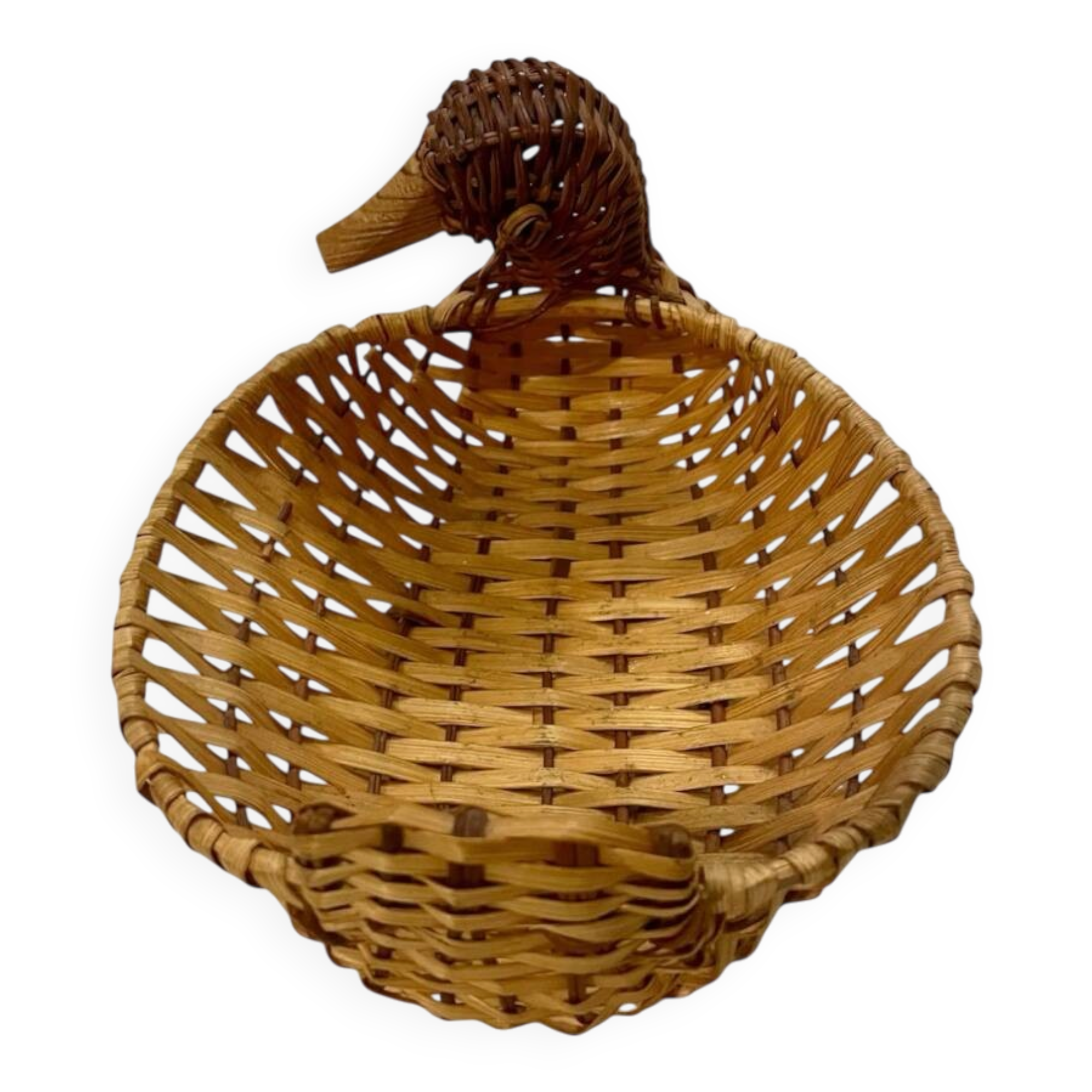 Woven wicker duck basket