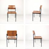 Chaise empilable vintage Mid-Century en bois design danois piètement métal