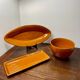 3 glazed ceramic dishes