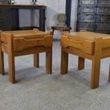 Pair of elm bedside tables for maison regain 1970s