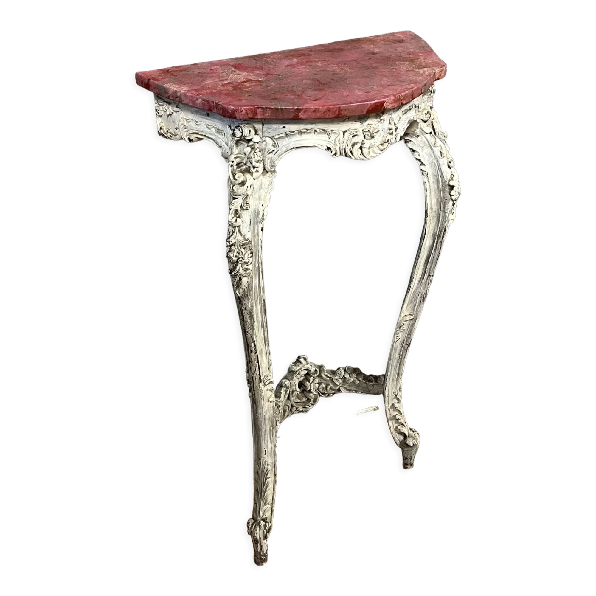 Console d'apparat Louis XV Rocaille en bois laqué vers 1850