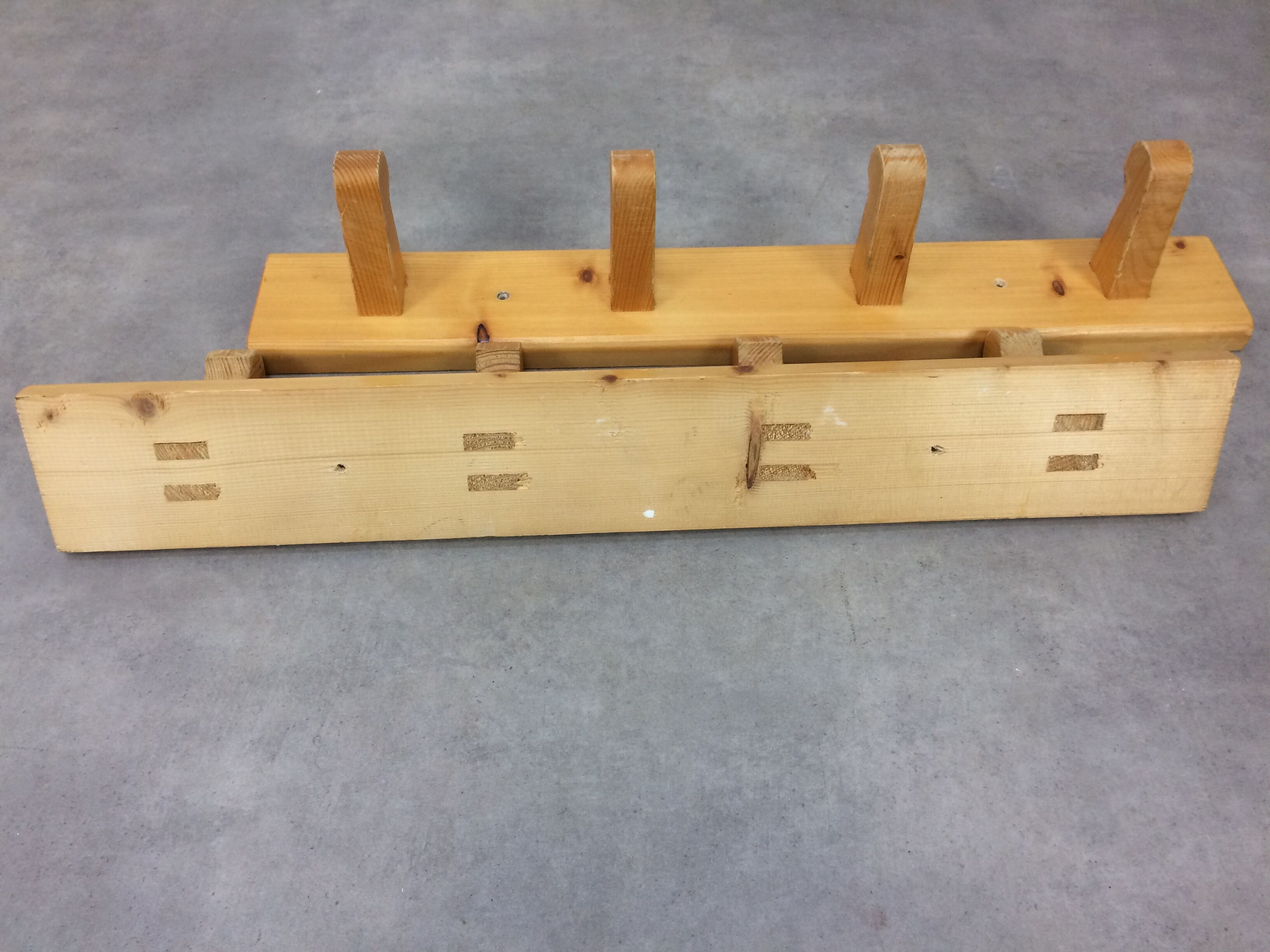 2 pine wall coat racks 4 hooks, chalet decoration