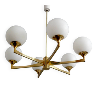 Stilnovo chandelier, six-arm, Germany 1960s